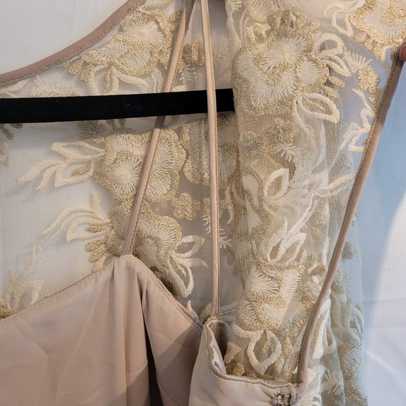 Eliza J party dress, gold lace, women's size 12 with pockets - Picture 8 of 9